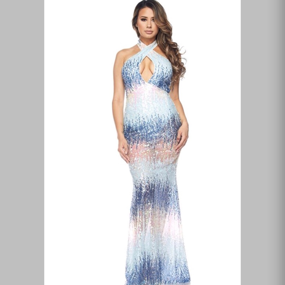 Long sequin pastel dress